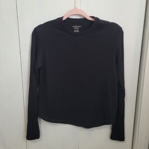 American Eagle Black Ribbed Knit Top